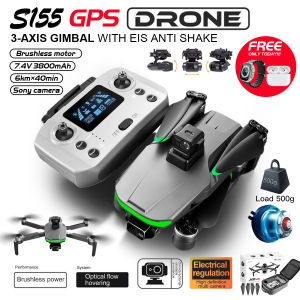 2024 new S155 GPS drone 3-Axis gimbal camera 4096p original PTZ FPV brushless drones obstacle avoidance EIS Anti-Shake Auto return UAV Aircraft SONY HD Dual camera professional photography Video shooting 50x zoom 5G Relay wifi remote control 40mins 6km