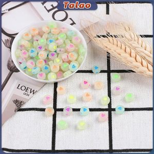 Talao 100pcs 4x7mm Acrylic Letter Beads Bead Flat Loose Spacer Alphabet Round Beads for Bracelet Jewelry Making