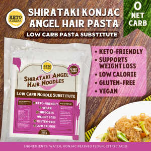 Shirataki Konjac Angel Hair Pasta Noodles (Wet) by Keto Kusina (200g) | Vegan Keto Low Carb Pasta Substitute Gluten-Free