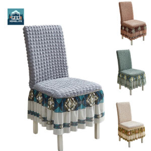 Quivlox Chair Cover Stretch Dining Seat Cover Bubble Lattice Washable Removable Dustproof Home Decor Matibay