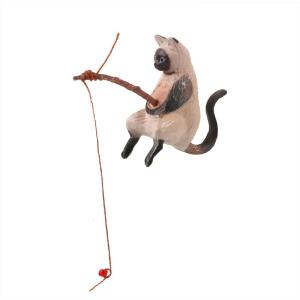 Fishtank Pendant Aquariums Decoration Resin Fishing Cat Figurine Aquatic Pet Safe Habitat Ornament Landscaping Statue