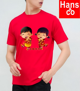 Kaos Pria 3 Dimensi Motif Gong Xi Fa Chai Tshirt Oblong Katun 24s H0267 By Hans & Co