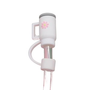 RGFV 2pcs Cup-shaped Stanley Cup Straw Topper Silicone Multi-color Stanley Straw Cover Reusable Cartoon Cup