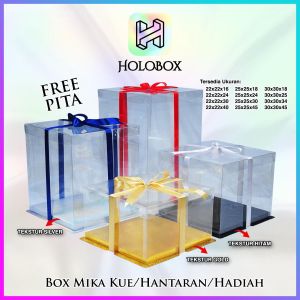 Cake Box Kotak Kue Mika Transparan Dus Hadiah - Tutup Mika 22x22