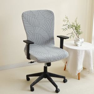 HUNIU Vải Jacquard Vỏ bọc ghế máy tính xoay Họa tiết lá cây Dây thun co giãn Áo bọc ghế văn phòng Có thể giặt được Chống bẩn Bọc ghế bảo vệ Văn phòng tại nhà