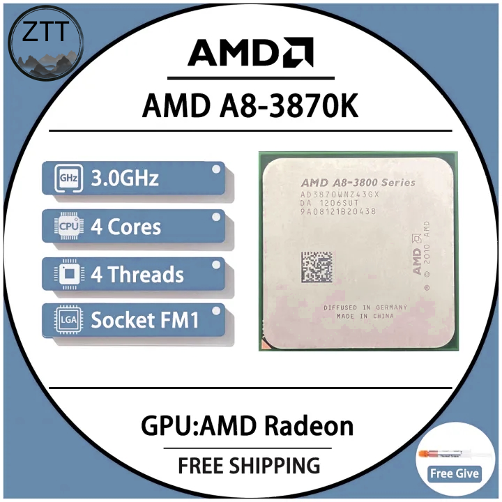 A8-3870K A8-Series AMD A8 3870K A8 3870 Quad-Core CPU 3.0G