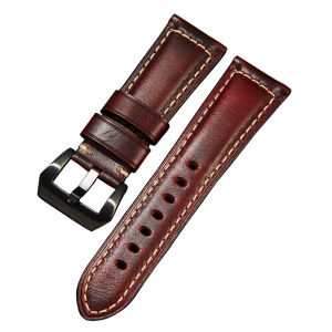 Aotelayer 20mm 22mm 24mm 26mm Width Top Layer Cowhide Flat Head Universal Watchband Retro Oil Wax Retro Genuine Leather Strap Mens Rough Waterproof Luxury Watch Accessories