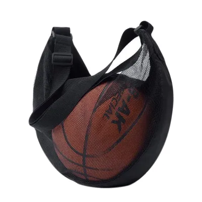 Single Mesh Ball Bag With Zipper Pocket Sport Equipment Storage Bag For Carrying Basketball Soccer