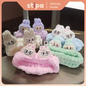 STIPA Bandana Bulu 2 Boneka Karakter Labubu Head Band Facial Korea Pelindung Rambut Accessories La bubu Wanita Anak BALU LZ