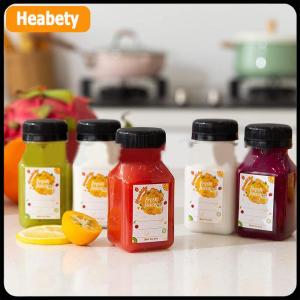 【2-3 days delivery】 4Pcs 120ML Clear Drink Containers Plastic Reusable Empty Juice Bottles with Black Tamper Proof Lids for Juice Milk Coffee