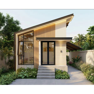5x9.5m Bản Vẽ Thiết Kế Nhà Cấp 4 Mái Chéo 1 bên Hiện Đại 250tr. In Giấy A3 ảnh 3D màu gồm Kiến Trúc Kết Cấu.