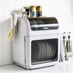 LOVE&HOME New Creative Multifunctional Kitchen Accessories Double-Layer Cupboard Plate Organizer Cabinet Dish Storage with Lid and Chopping Board Holder