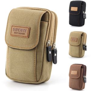 HEFEI Camping Outdoor Waist Pack Men Phone Pouch Canvas Cellphone Pouch Phone Belt Bag Phone Wallet Case Mobile Phone Bag