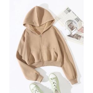 HOODIE ZIPPER BASIC CROP POLOS PREMIUM Jacket Crewneck Sweater Hoodie Wanita Kekinian Oversize Fashion Outfit Ootd Korean