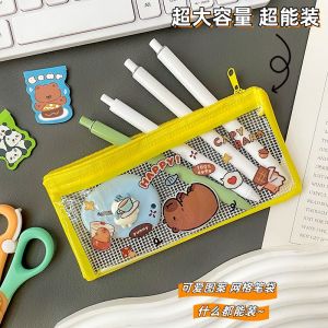 ZEEMIN Kapibara pencil bag new transparent waterproof stationery bag cartoon cute student high value ins wind pencil bag