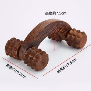 Wenge Wooden Massager Roller Four-Wheel Push Massager for Back Full Body Shoulder Neck and Leg Manual Massage Wheel