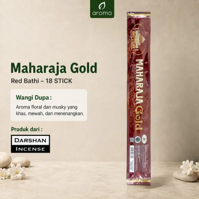 Dupa India Aromaterapi Economy Red Bathi - Darshan Life Maharaja Gold 18 Sticks