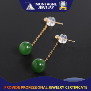 Montagne Jewelry 18k Gold earrings for women Natural Green Jade Earrings Elegant Fashion Jewellery Drop Earrings