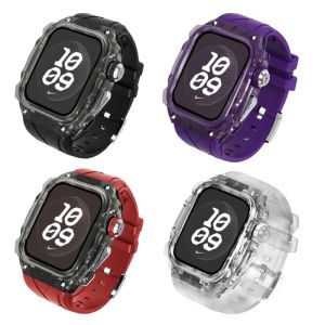 For Apple Watch Strap Series 10 46mm Two-Tone Translucent Black Case Band Strap Contrast Smoke Matte Finish Integrated Armor Strap