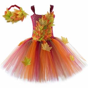 Fairy Costume for Girls Forest Woodland Autumn Fairy Tutu Dress Up Maple Leaves Kids Halloween Thanksgiving Tulle Princess Dress2026