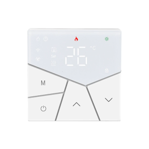 16A ควบคุม WiFi สำหรับการจัดการพื้นที่อัจฉริยะการจัดตารางอุณหภูมิระยะไกลสำหรับการทำความร้อนใต้พื้นสว่าง