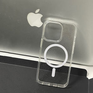 CrashStar MagSafe เคสแข็งหนาแบบใสมีกลิตเตอร์เคสโทรศัพท์แวววาวสำหรับ iPhone 16 15 14 Pro Max Plus 13 12 11 Pro Max เคสใส่โทรศัพท์ชาร์จไร้สายมีเพชรกันกระแทก