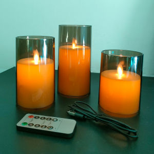 USB Rechargeable LED Candle Light 3pcs/setMoving Wick Remote controlledChristmas CandlesNew Year Party LightHome Decor.2026
