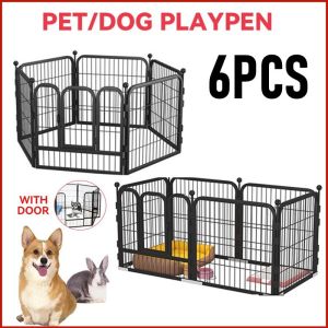 SG STOCK Dog Fence Large Playpen DIY Pet Fence Indoor Dog Cage Puppy Dog Gate Panels Dog Barrier Iron Fence