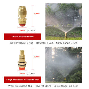 Loyyer Loyyer Atomizing Nozzle with Filter Brass Home Adjustable Lawn Agricultural Cool Dust Sprayer Irrigation System Spray Nozzle Garden Tools Misting Sprinklers