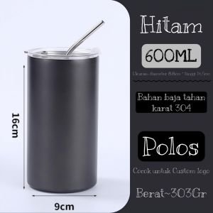 Mug Kopi Stainless Steel + Sedotan 360ml & 600ml - Termos Kopi - Botol Kopi GOMOR
