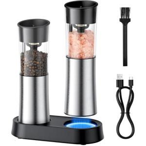 USB Rechargeable Salt Grinder Automatic Peppers Mill USB Rechargeable Mill Kitchen Tool for Baking Enthusiasts