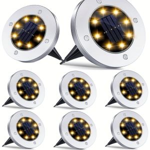 1pcs 8 LED Solar Ground Lights Outdoor Waterproof Solar Ground Light For Landscape Sidewalks Lawn Steps Decks Passageways Yards Stairs Fences Garden Decoration