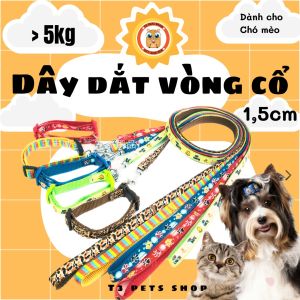 Dây dắt vòng cổ và dây dắt yếm cho chó mèo từ 1kg đến 12kg - T3 PETS SHOP