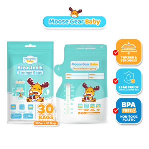 Moose Gear Baby Breastmilk Storage Bag 200ml with SPOUT 30pcs (1BAG) Leak Proof Double Zip Lock bag