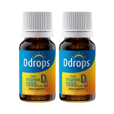 Ddrops Vitamin Natural Organic D3 Drops | Strong Bones and Immune Support | Suitable for Infants Children and Adults | No Allergens for All Ages