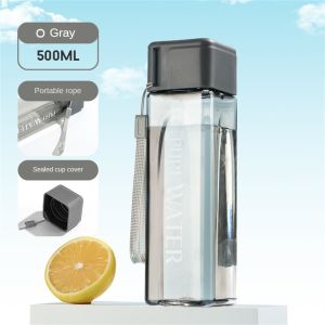 500ML Creative Square Water Bottle Handy Cup Portable Durable Transparent Water Bottle Leak Proof Sports Water Bottle