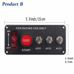 12V Ignition Button switch panel for racing car toggle switch start button with Indicator and cable