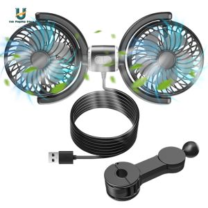 Dual Head Car Seat Back Cooling Fan - USB Powered 3-Speed Neck Cooler for Hot Days - 360 Rotatable for Personalized Comfort