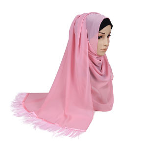 Jifang Women Heavy Bubble Chiffon Plain Shawl fit Islam Muslim Hijab Shawl Bawal one Side feather Scarf Headscarf Wraps 175x70cm WJ551