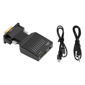 1080P Female HDTV to VGA Male Converters Adapter Dongle with 3.5mm Port Portable HDTV Connector for Laptop PC TV Stick
