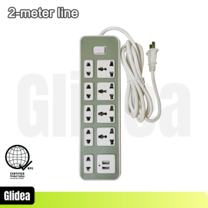 Multi-functional Leak-proof Power Strip Extension Socket with Switch 2 USB Ports 100% Copper Conductor 110-220V 2000W