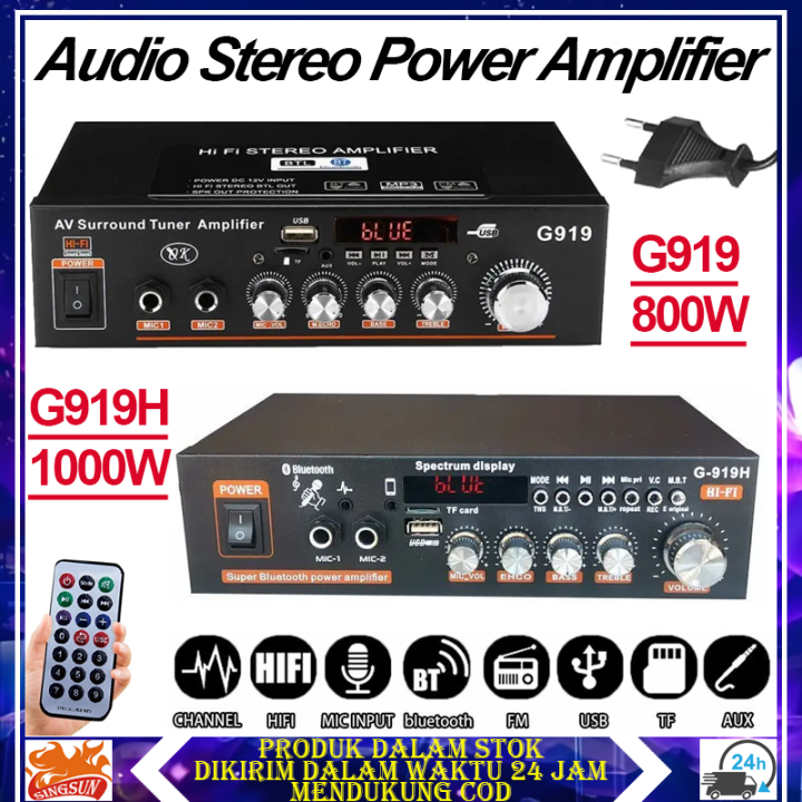 Bluetooth Audio Amplifier G919/G919H Home Theater FM 800W 1000W Power Audio  Sound System Ampli Full Bass Subwoofer Power Amplifier Mini Bluetooth