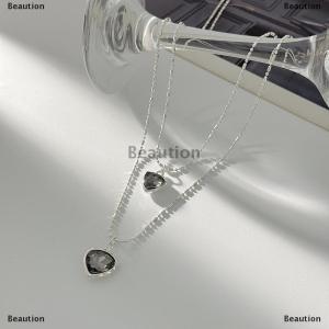 [COD] Beaution New Acrylic Necklace For Women Double-layer Black Heart Pendant Necklace Wedding Party Jewelry Gift