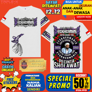 KAOS SYEKHERMANIA"SANTRI KURANGTURU"LENGAN PENDEK UKURAN ANAK DAN DEWASA"FREE STIKER"