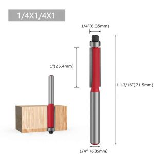 MŨI PHAY GỖ THẲNG NỀN TỪ 3MM-10MM CỐT 6.35MM Mũi phay gỗ thẳng có bi mũi soi lấy nền Đỏ cốt 6.35mm BEAU4