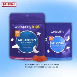 Wellspring 10pcs Pouch Melatonin Gummies for Kids & Adult Improve Sleep with Vitamin B6