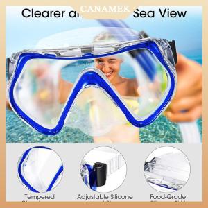 [CANAMEK] Swimming Eyewear Tempered Glass Adults Water Equipment Snorkeling Scuba Diving Mask Transparent Large Frame Goggles