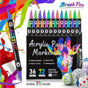 DOOUR Quick Dry Dual-ended Markers Dual Color 24/48 Colors Acrylic Paint Markers Professional Temporary Tattoo Dual Tip Markers Salon DIY