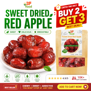 BUY 2 GET 3 | SWEET DRIED RED APPLE 3F Food | Naturally Sweet No Preservatives Healthy Snack