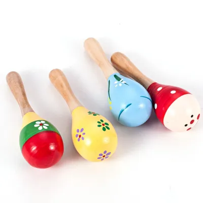 Colorful Wooden Maracas Childrens Musical Toys